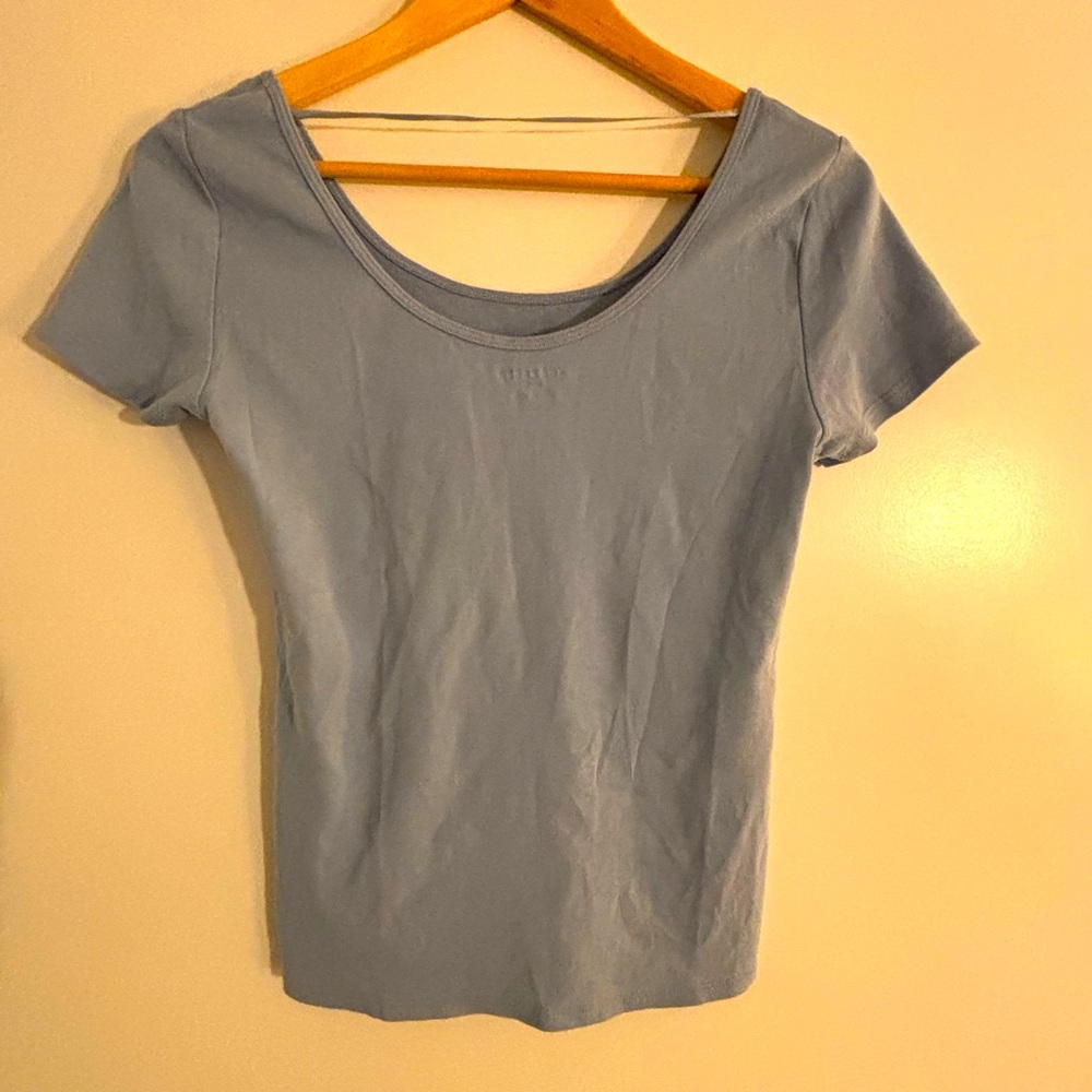 JOE FRESH 16” PTP Scoop Neck T-Shirt, Blue, Size Medium. - Picture 4 of 6
